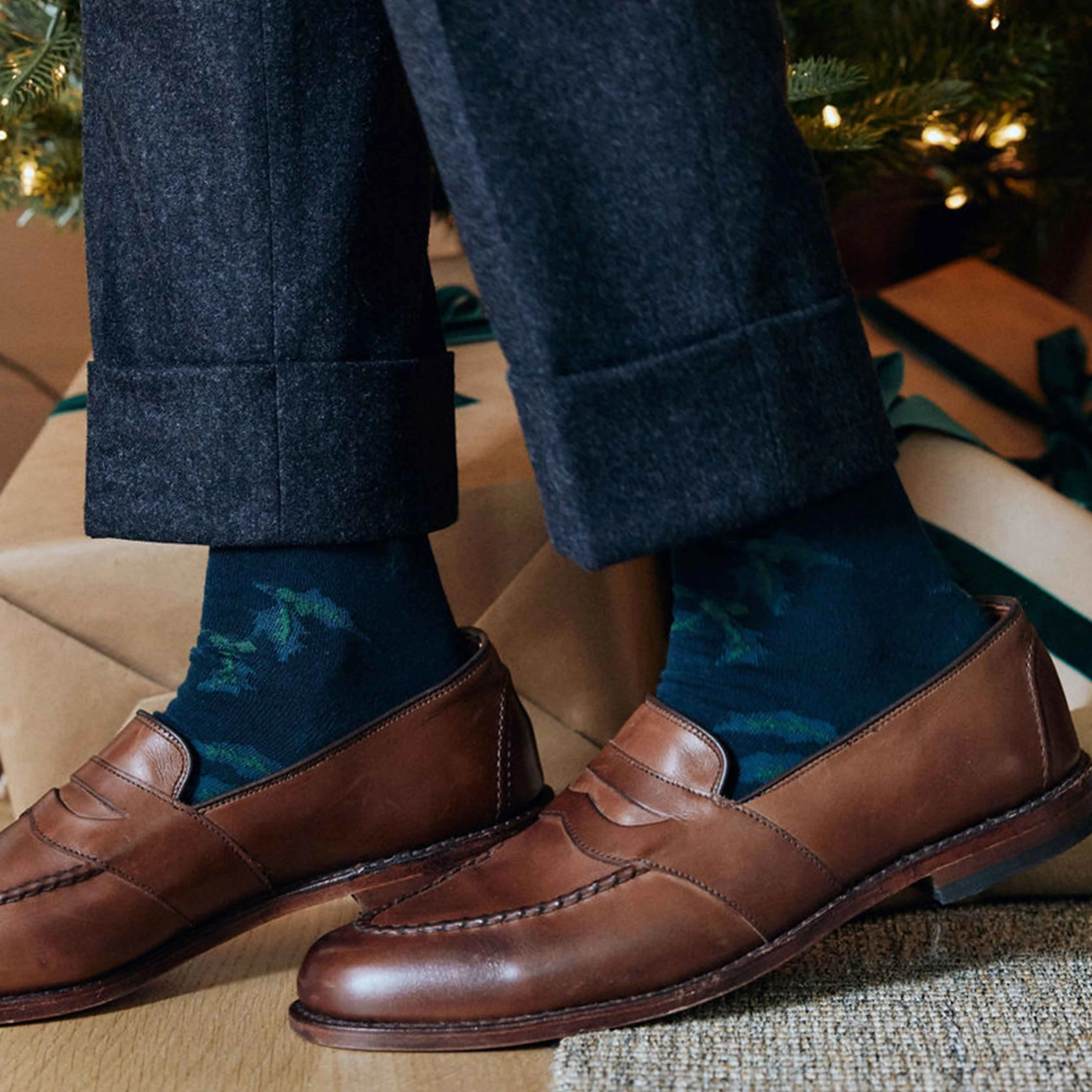 Deck The Halls Hunter Green Dress Socks