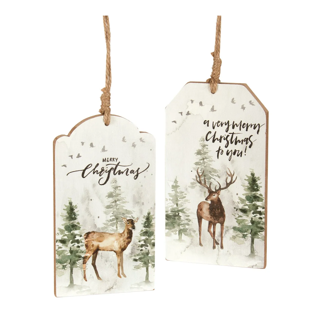 Doe and Stag Wood Ornaments
