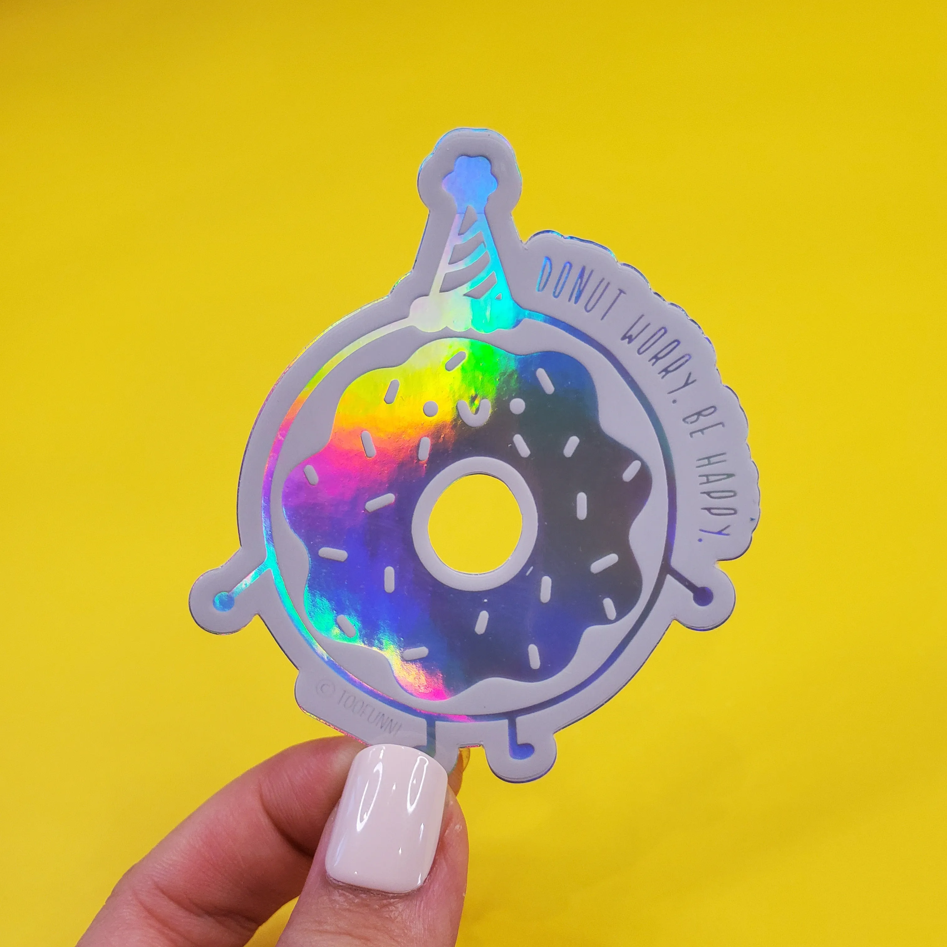 DONUT WORRY - Holographic Vinyl Sticker