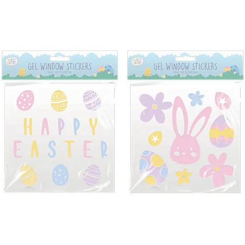 Easter Gel Window Stickers Assorted - Decorative Easter Decals Window Display Spring Holiday Decorations Bunny Egg Designs
