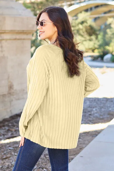 Explore More Collection - Basic Bae Full Size Ribbed Round Neck Long Sleeve Knit Top