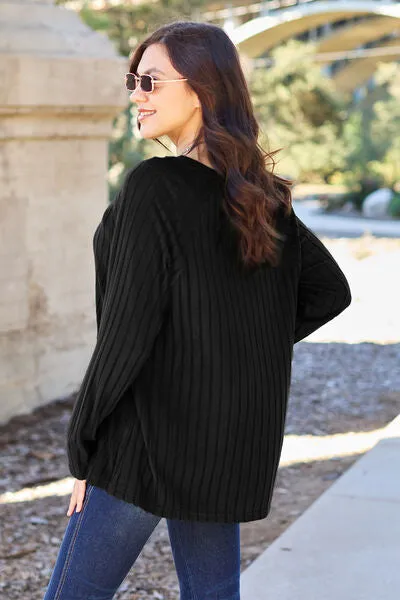 Explore More Collection - Basic Bae Full Size Ribbed Round Neck Long Sleeve Knit Top