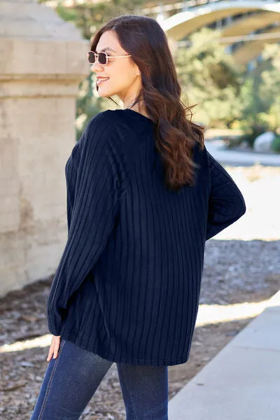 Explore More Collection - Basic Bae Full Size Ribbed Round Neck Long Sleeve Knit Top