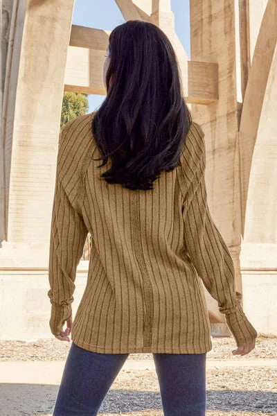 Explore More Collection - Basic Bae Full Size Ribbed Round Neck Long Sleeve Knit Top