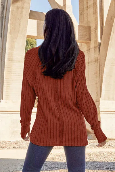 Explore More Collection - Basic Bae Full Size Ribbed Round Neck Long Sleeve Knit Top