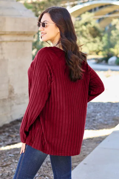 Explore More Collection - Basic Bae Full Size Ribbed Round Neck Long Sleeve Knit Top