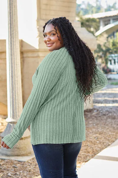 Explore More Collection - Basic Bae Full Size Ribbed Round Neck Long Sleeve Knit Top
