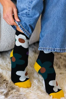 Explore More Collection - Black Floral Ankle Socks