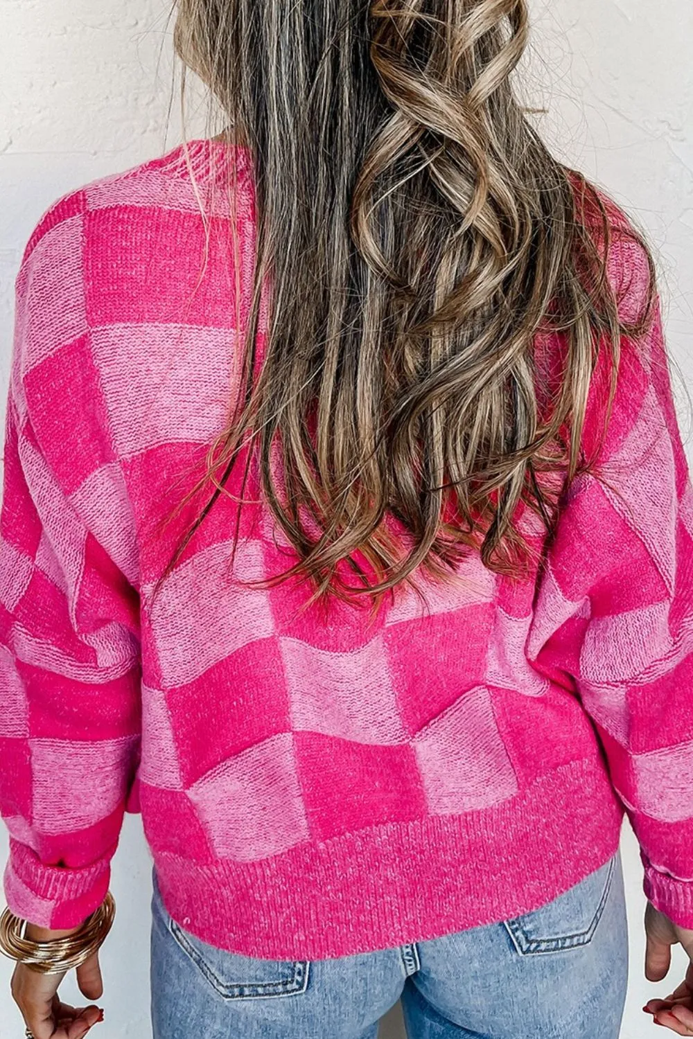 Explore More Collection - Checkered Button Up Long Sleeve Cardigan