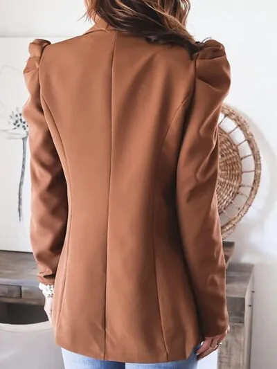 Explore More Collection - Collared Neck Puff Sleeve Blazer