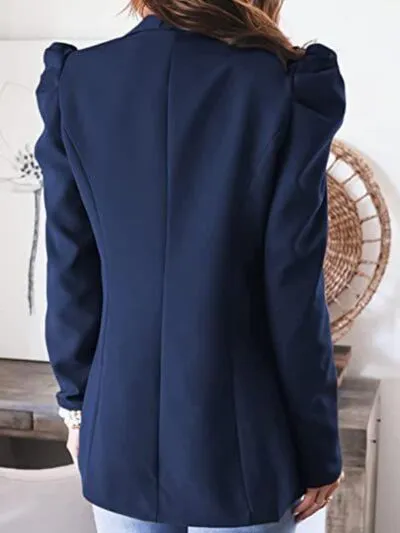 Explore More Collection - Collared Neck Puff Sleeve Blazer