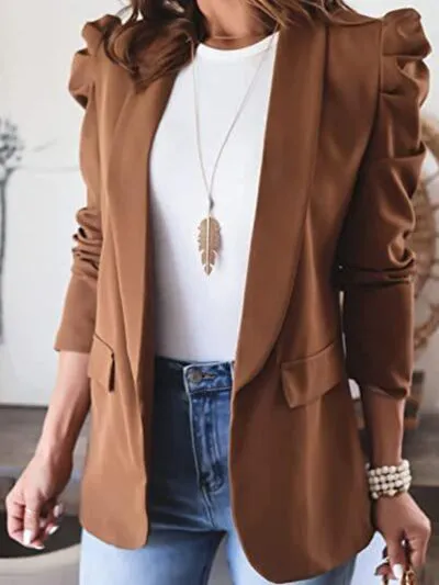 Explore More Collection - Collared Neck Puff Sleeve Blazer