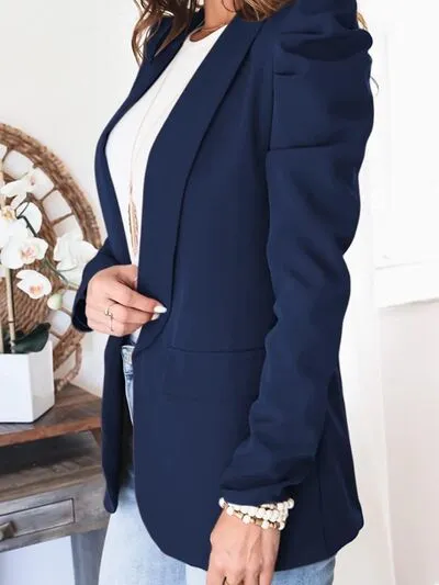 Explore More Collection - Collared Neck Puff Sleeve Blazer