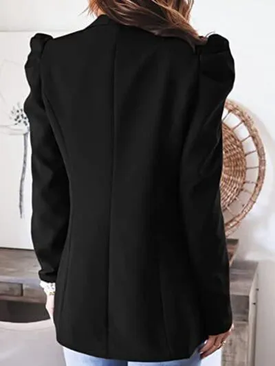 Explore More Collection - Collared Neck Puff Sleeve Blazer