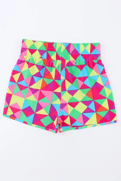 Explore More Collection - Color Block Elastic Waist Shorts