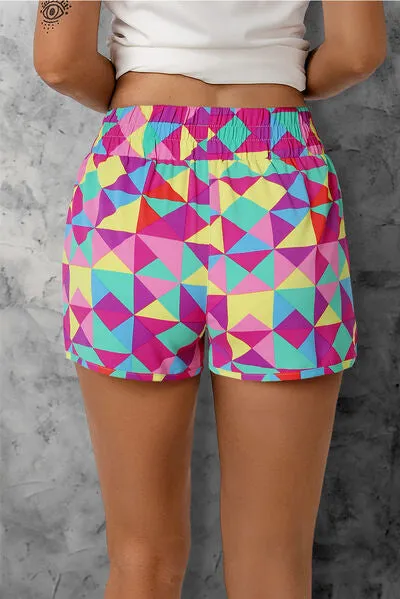 Explore More Collection - Color Block Elastic Waist Shorts
