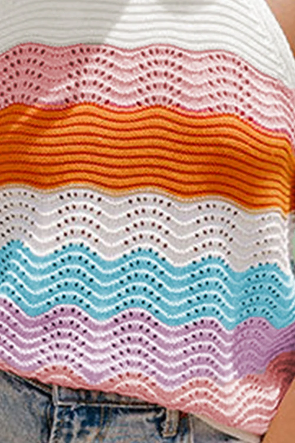 Explore More Collection - Color Block Round Neck Knit Vest