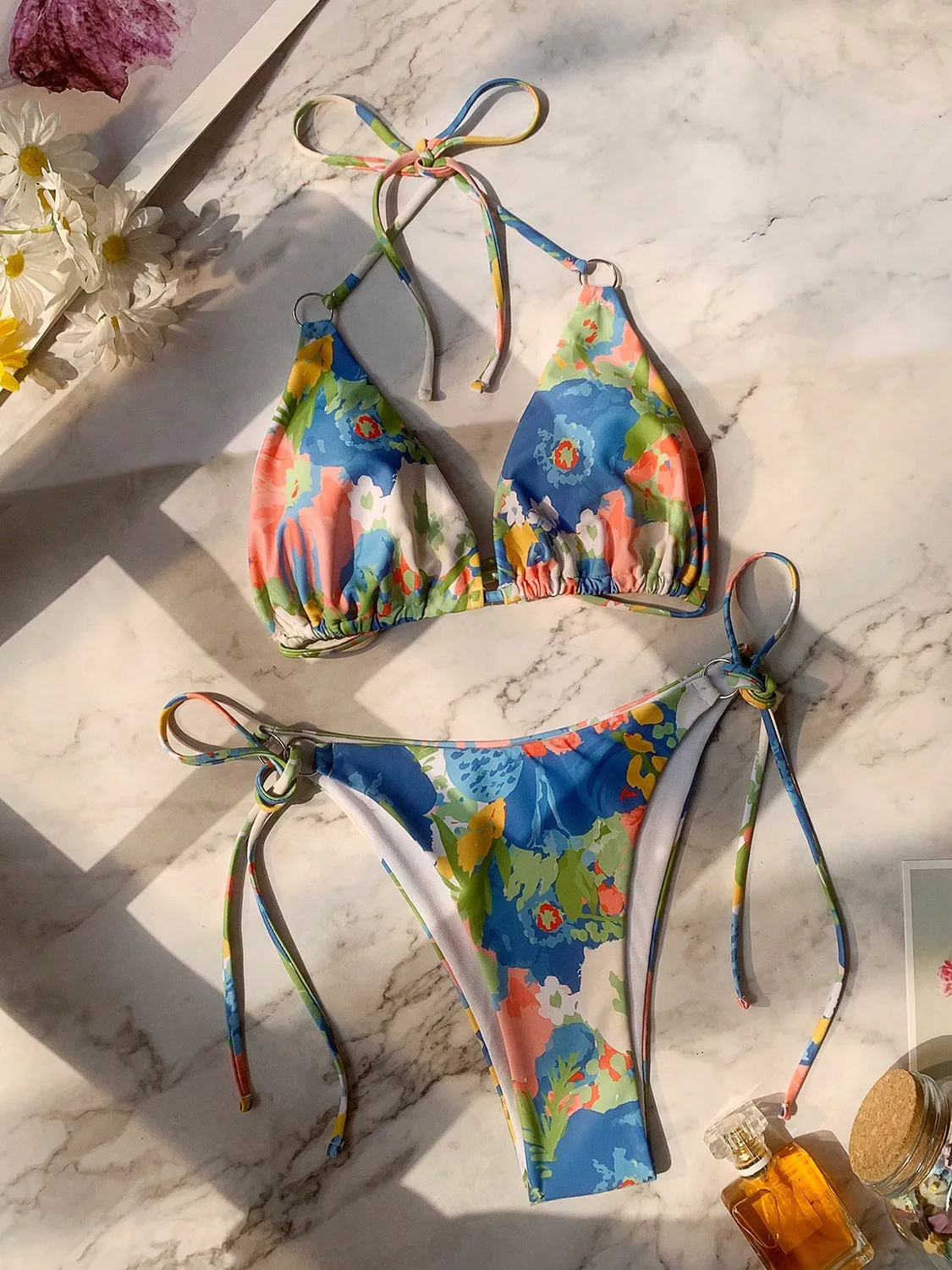 Explore More  Collection - Tied Printed Three-Piece Swim Set