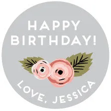 Floral Grey Gift Stickers