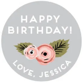Floral Grey Gift Stickers