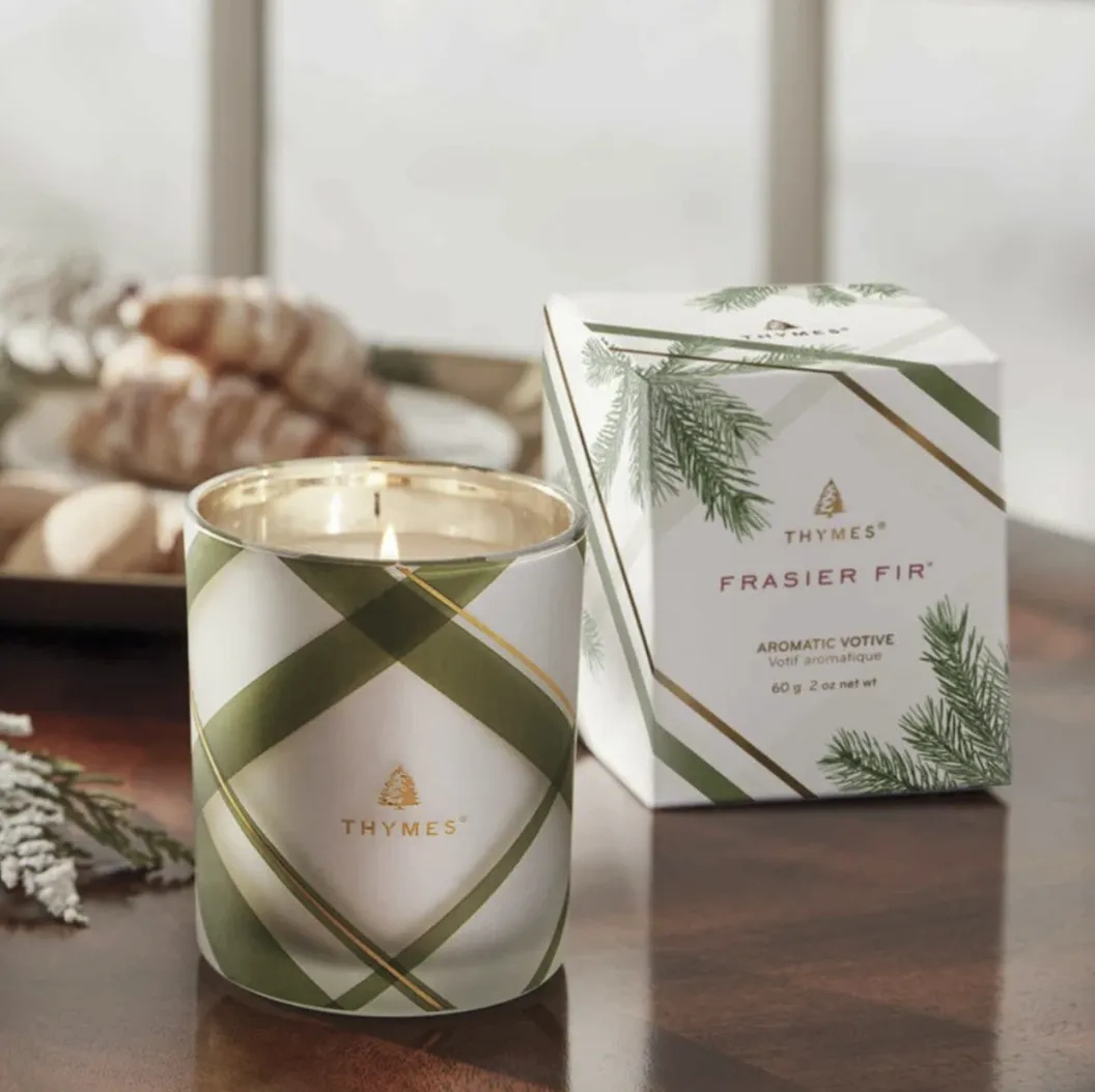 Frasier Fir Frosted Plaid Votive