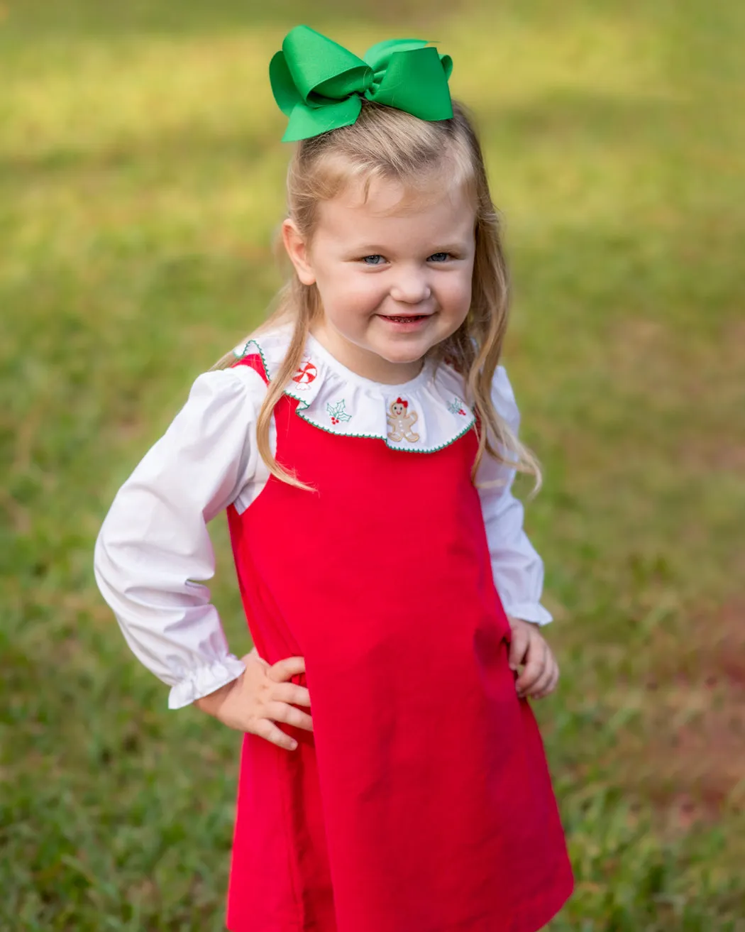 Girl's Red Corduroy Basic Christmas Jumper