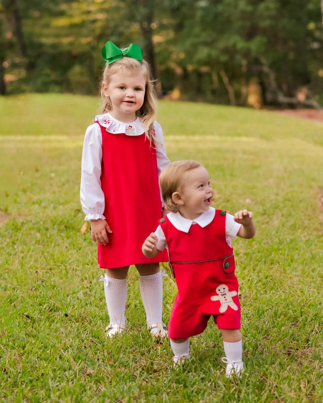 Girl's Red Corduroy Basic Christmas Jumper