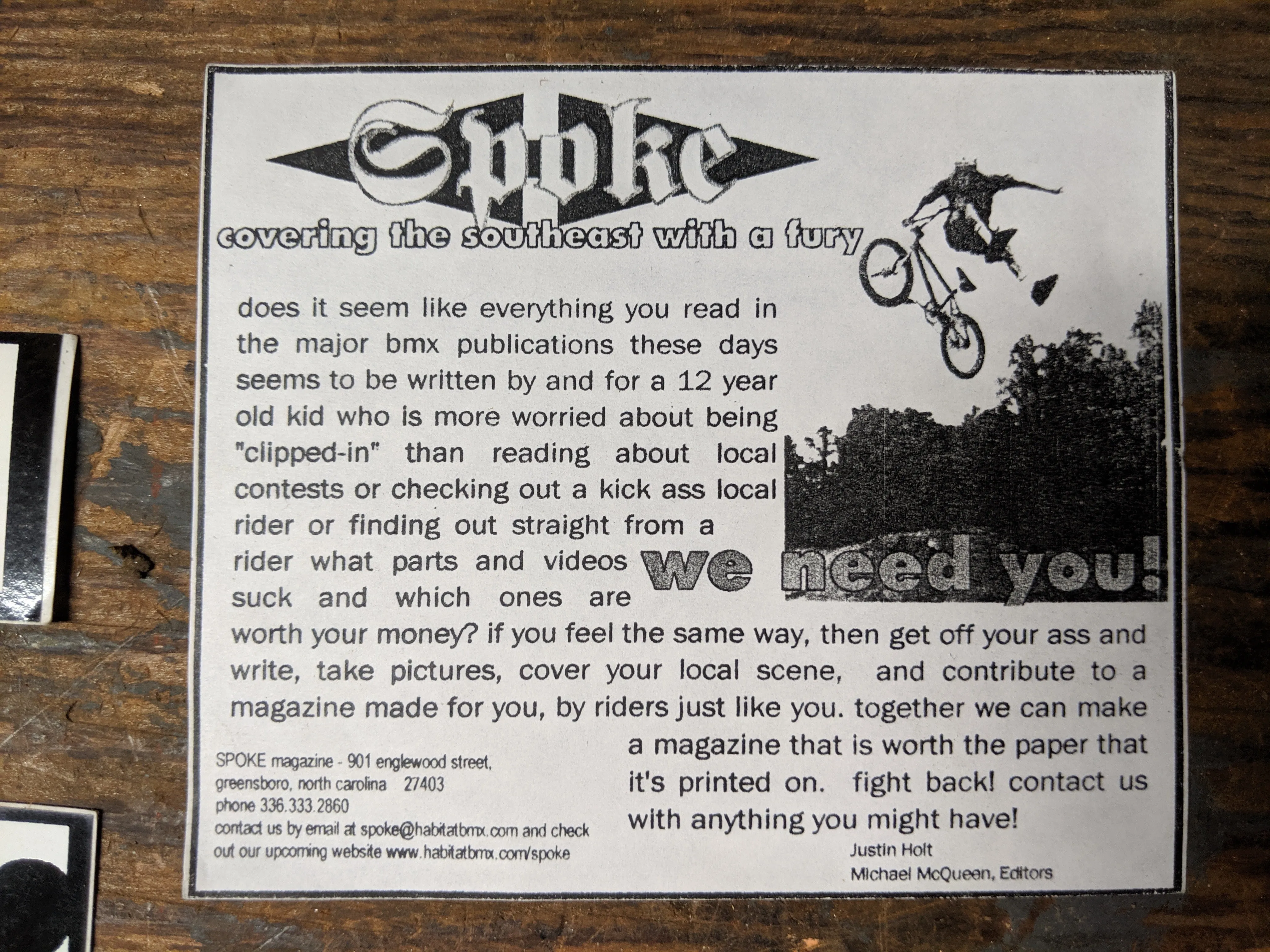 Habitat BMX sticker pack / Spoke zine / Dirty South video flyers 2001