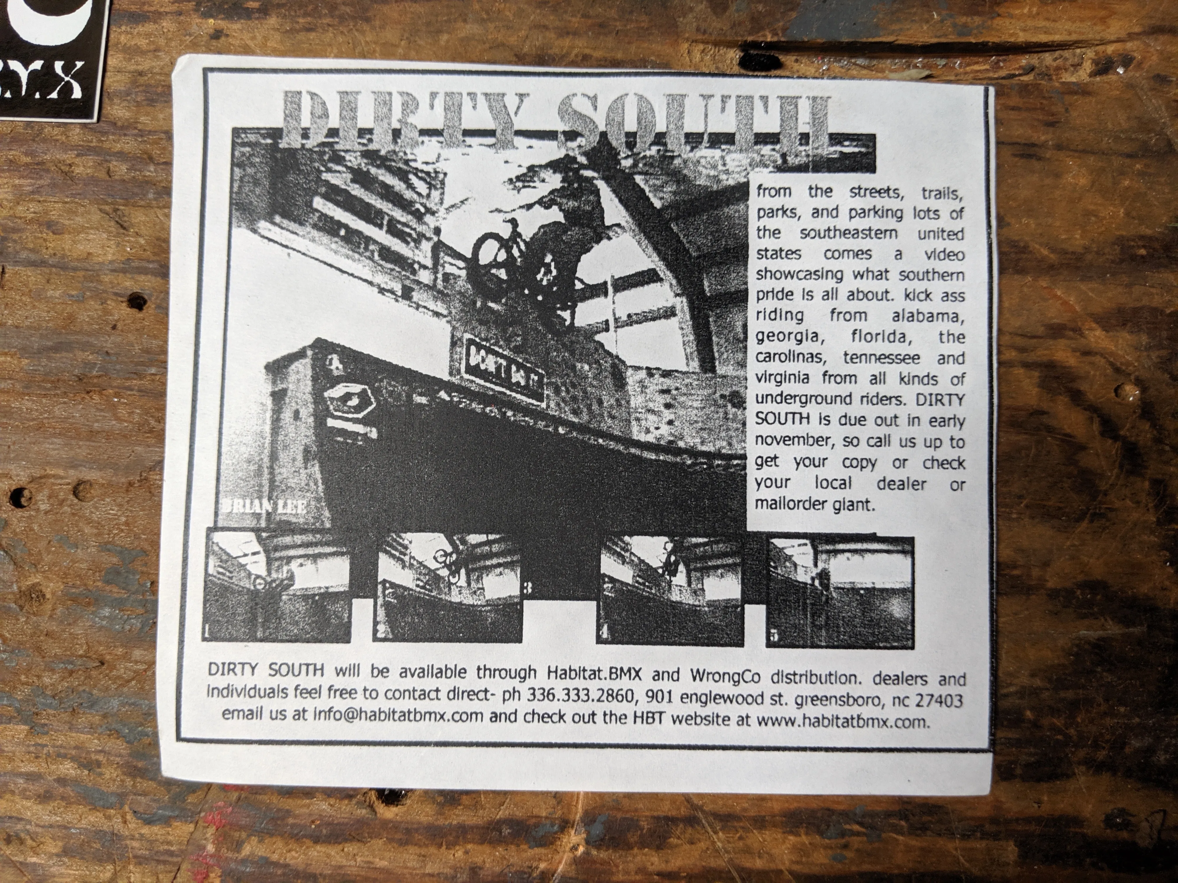 Habitat BMX sticker pack / Spoke zine / Dirty South video flyers 2001
