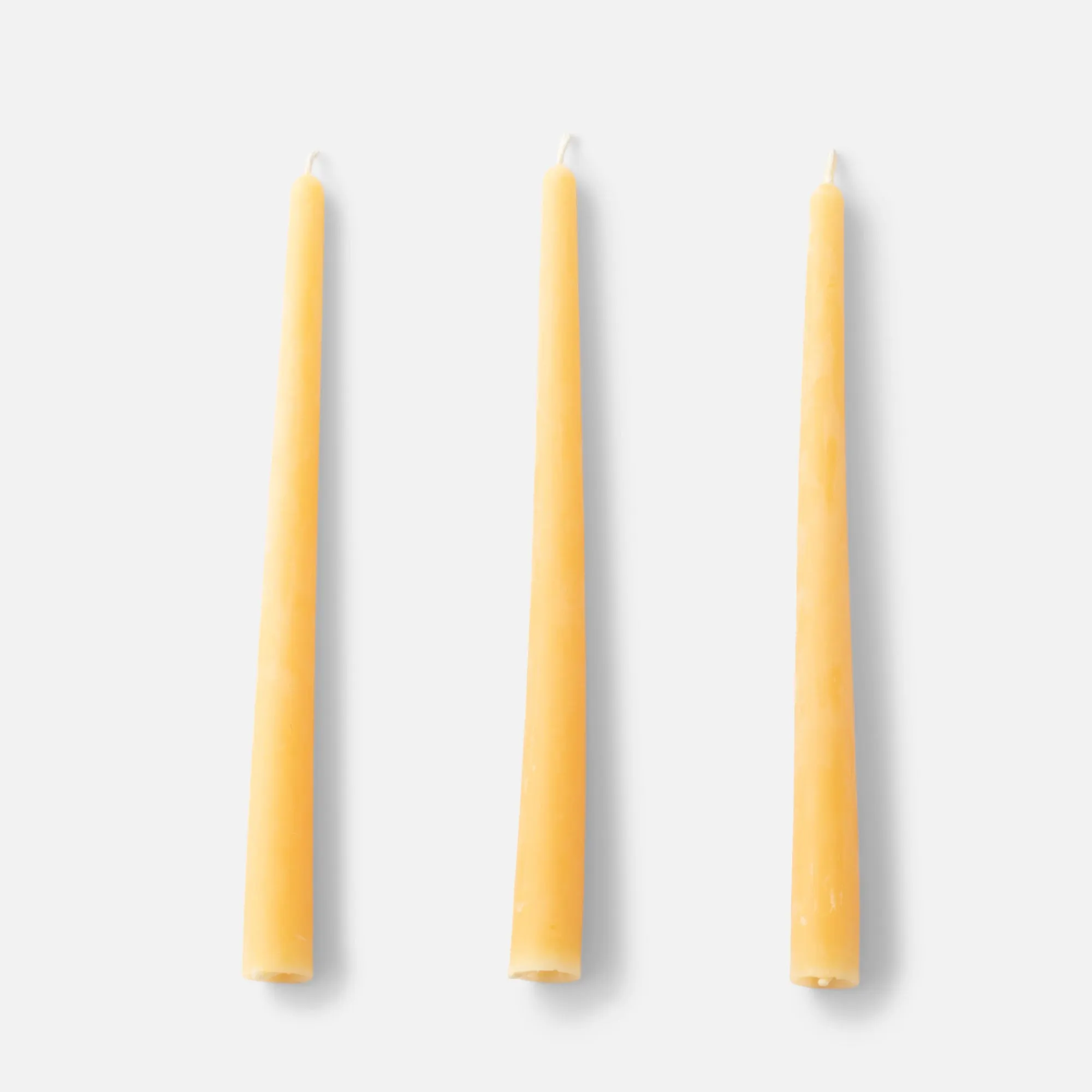 Handmade Beeswax Taper Candles, Set of 3