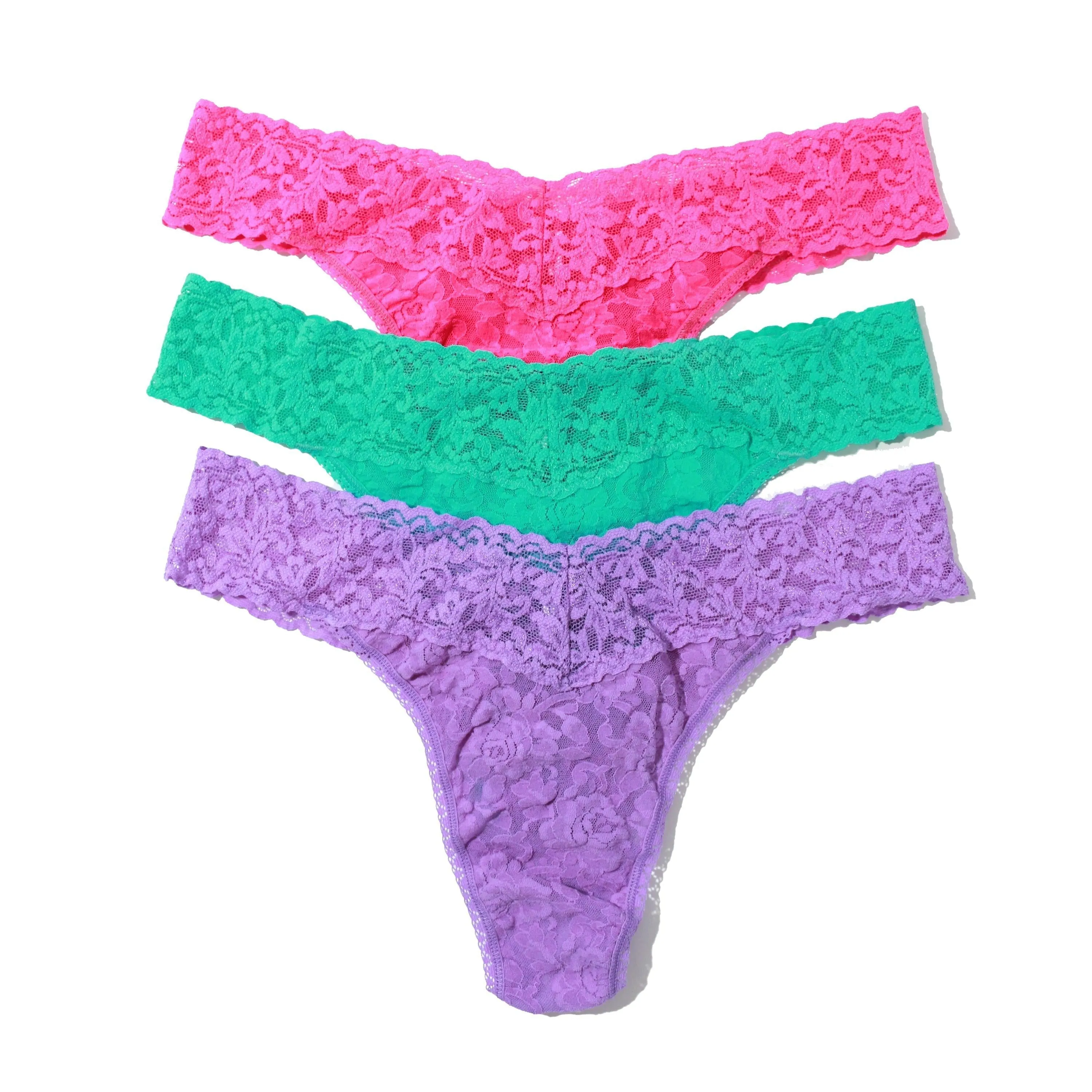 Holiday 3 Pack Signature Lace Original Rise Thongs Sale
