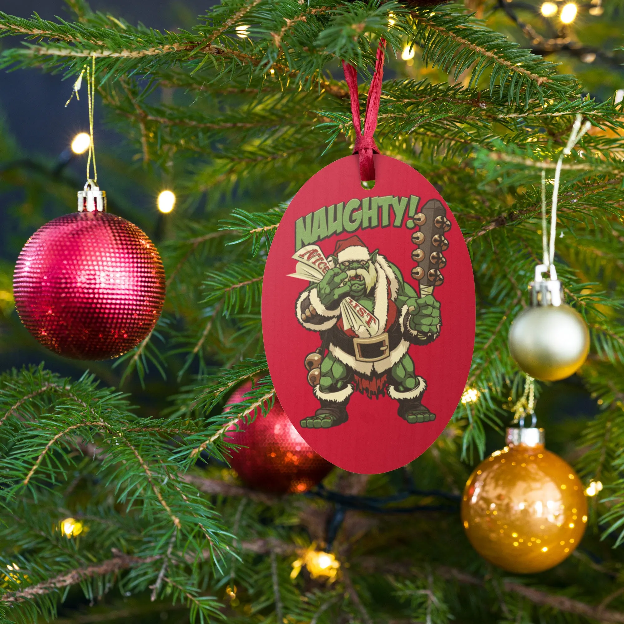 Holiday Naughty Ogre Wooden Ornament Magnet
