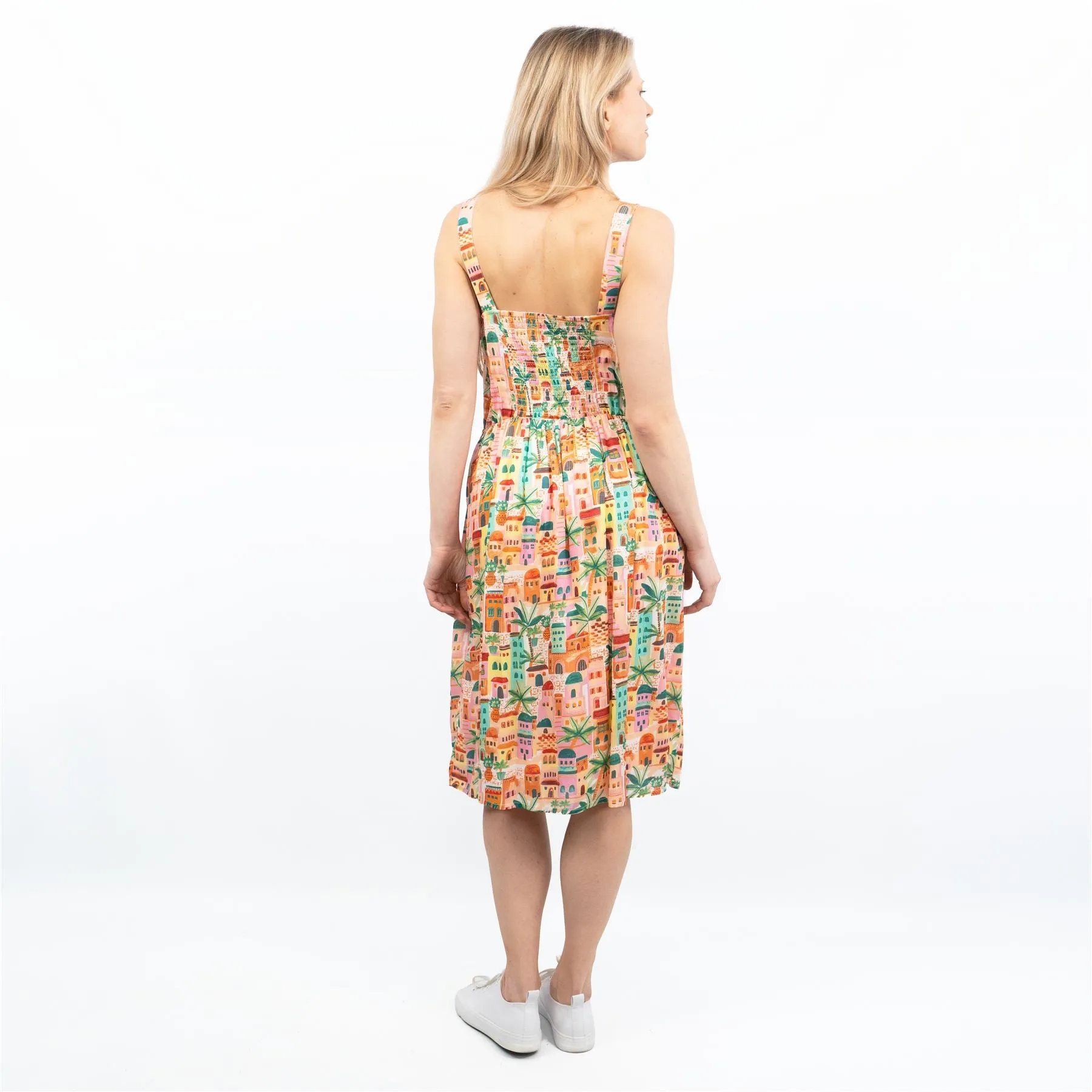 Holiday Print Sleeveless Women's Summer Midi Dress Sundress