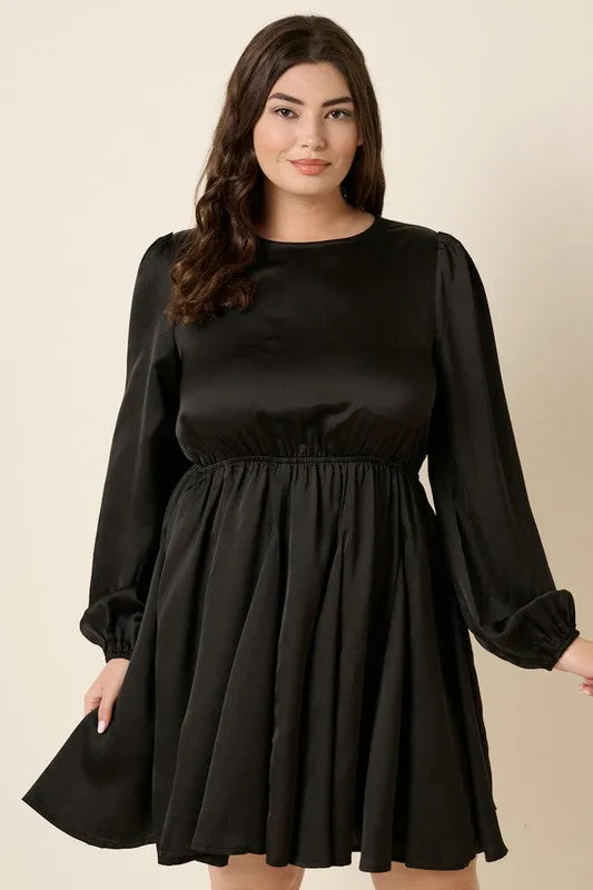 Layla Satin Mini Dress - Black