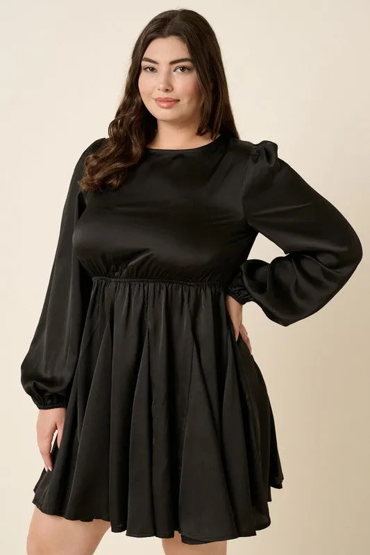 Layla Satin Mini Dress - Black