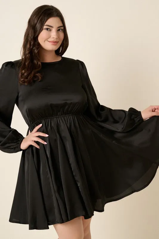 Layla Satin Mini Dress - Black