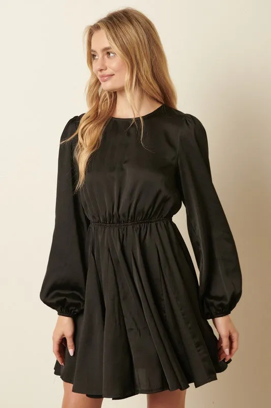 Layla Satin Mini Dress - Black