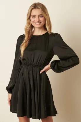 Layla Satin Mini Dress - Black