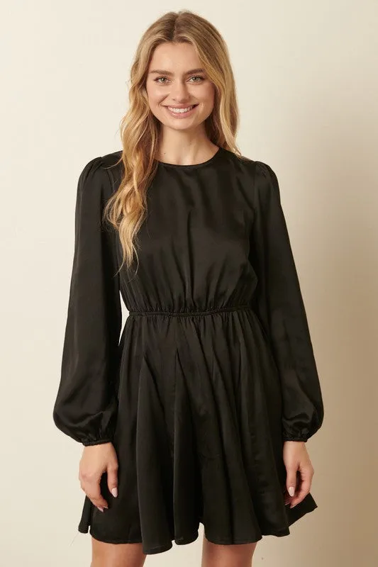 Layla Satin Mini Dress - Black