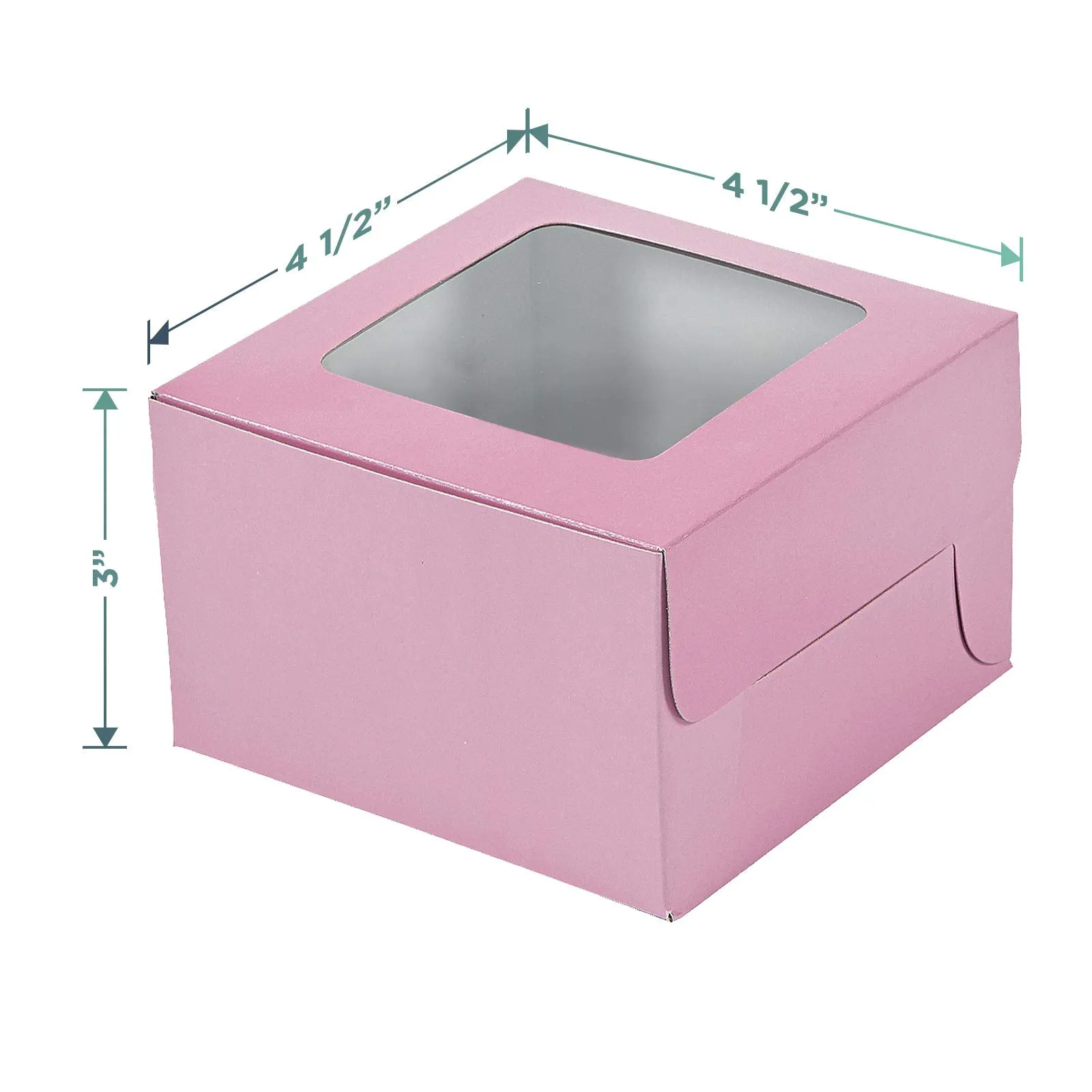Light Pink Cupcake Boxes with Sticker Labels - Individual Single Cupcake Boxes with Insert Holders & Silver and White Foil Stickers - 24 Count (Pale Pink) 4 1/2" x 3" x 4 1/2"