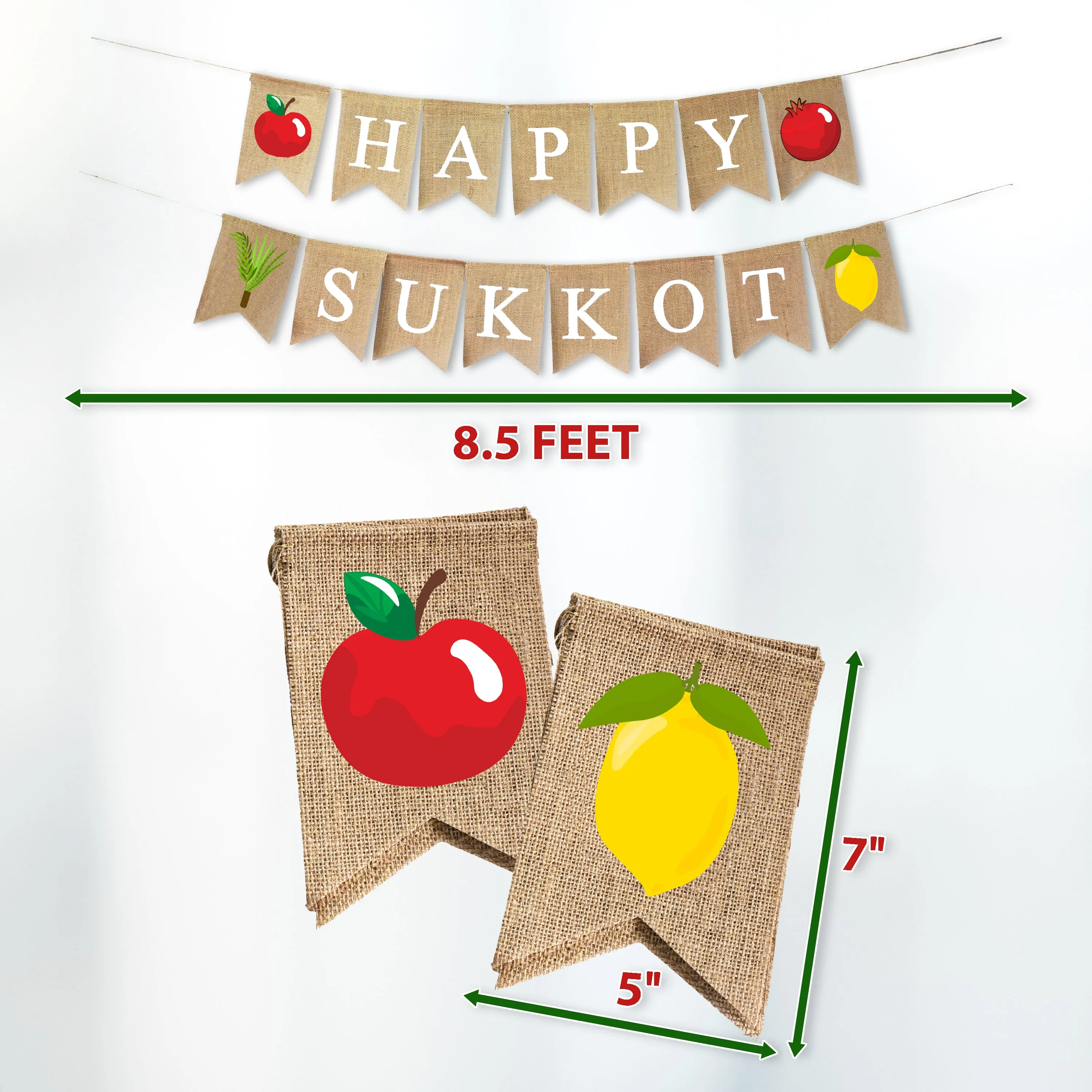 Mandala Crafts Happy Sukkot Banner for Sukkot Decorations Outdoor Indoor Burlap Sukkot Flag – Jute Jewish Holiday Party Bunting Sign for Sukkah Decoration