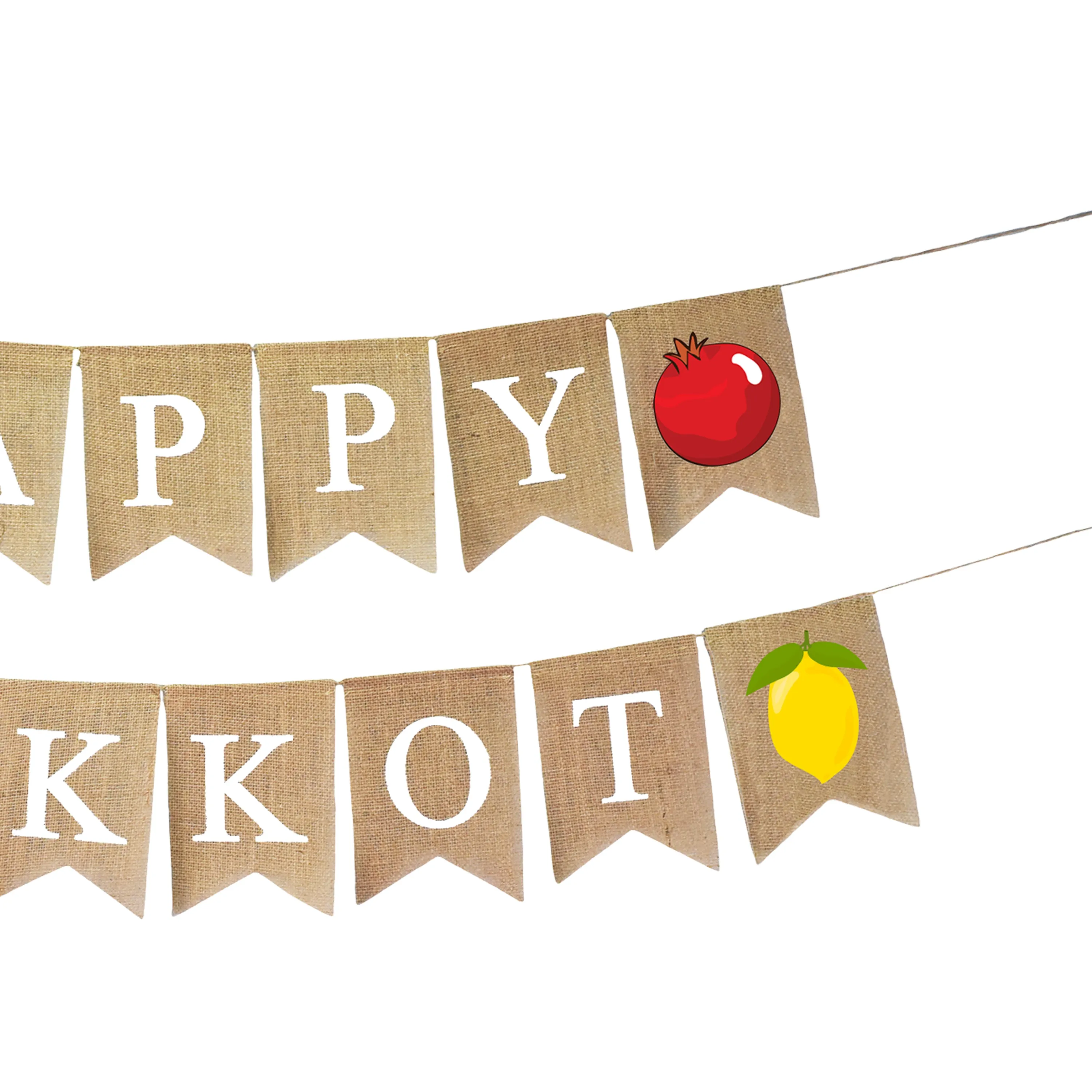 Mandala Crafts Happy Sukkot Banner for Sukkot Decorations Outdoor Indoor Burlap Sukkot Flag – Jute Jewish Holiday Party Bunting Sign for Sukkah Decoration