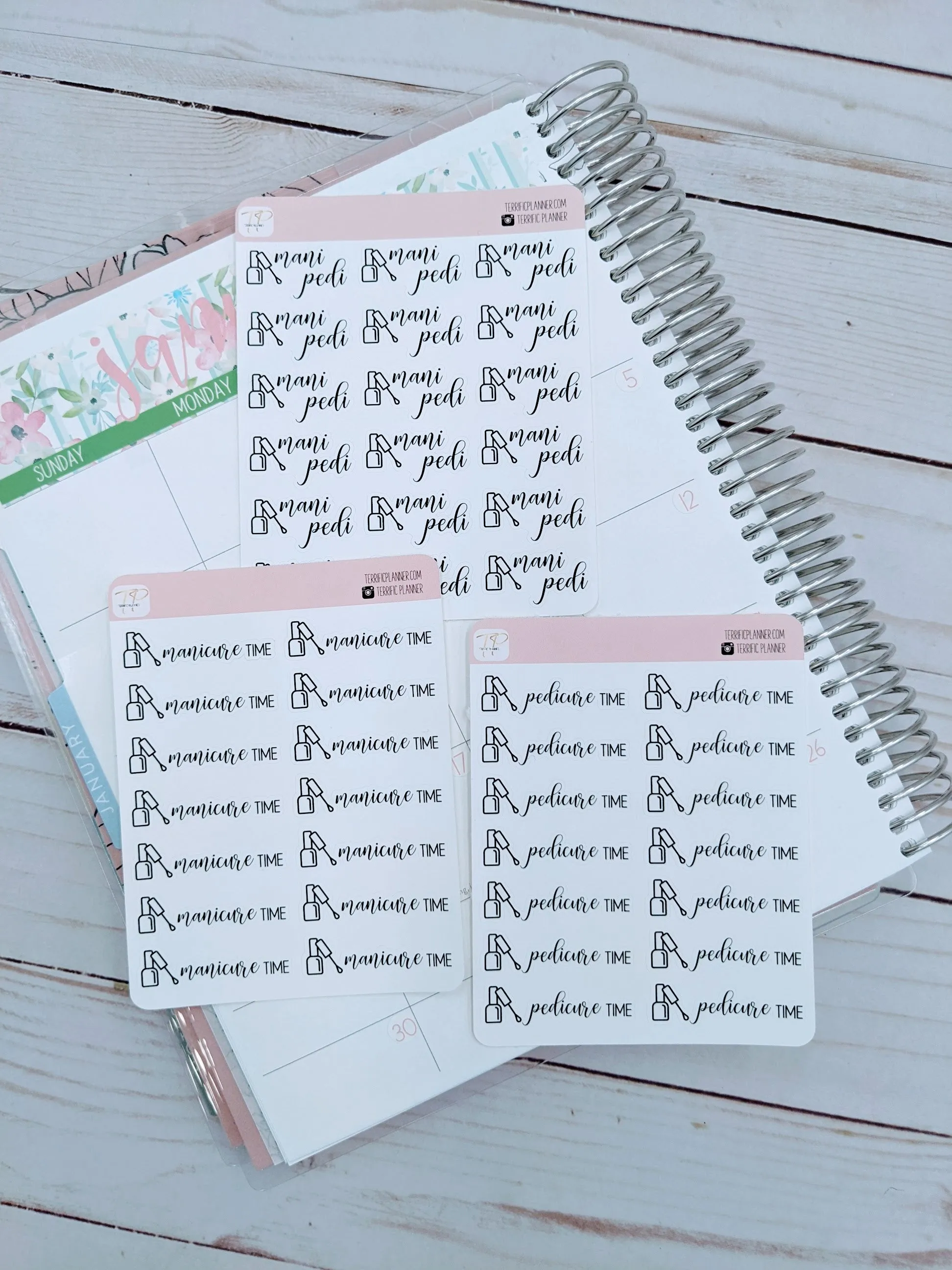 Manicure Pedicure Script Stickers