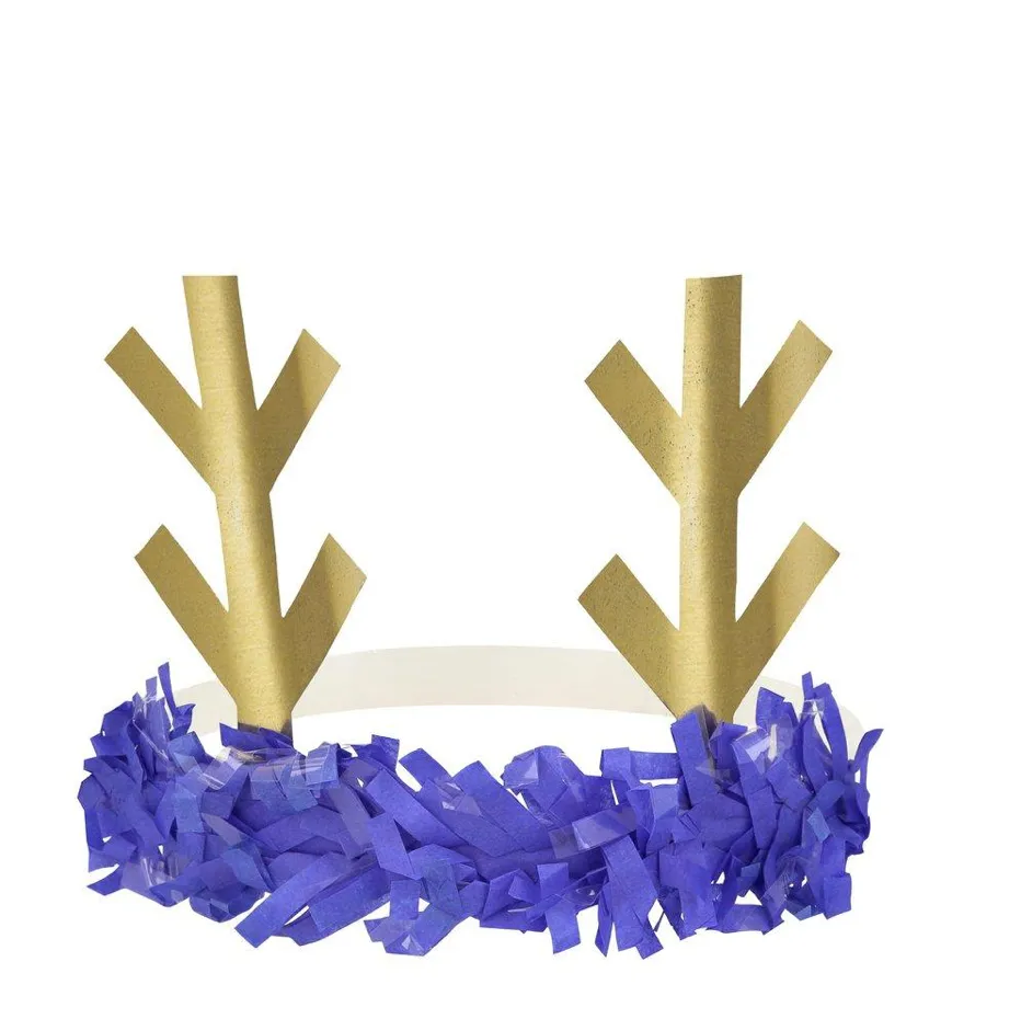 Meri Meri Christmas Holiday Reindeer Fringe Antler Headbands (set of 8)