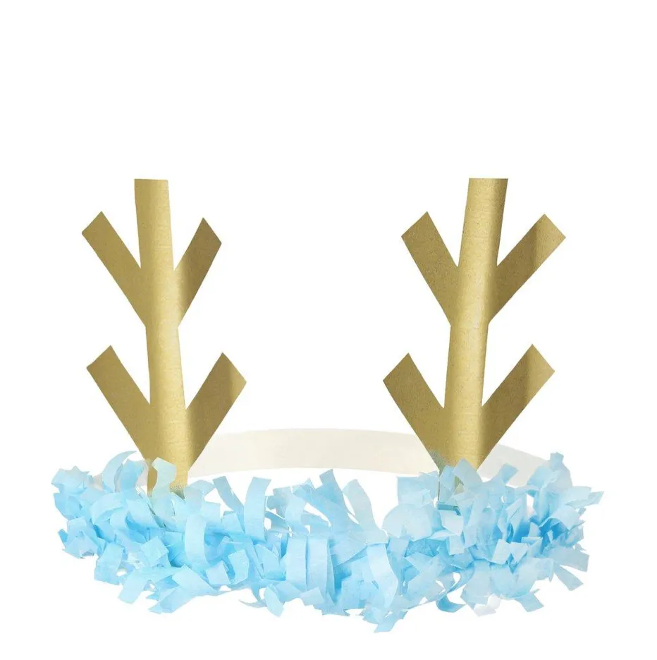 Meri Meri Christmas Holiday Reindeer Fringe Antler Headbands (set of 8)