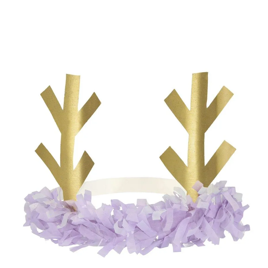 Meri Meri Christmas Holiday Reindeer Fringe Antler Headbands (set of 8)