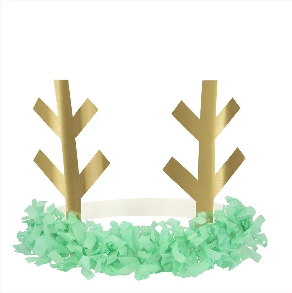 Meri Meri Christmas Holiday Reindeer Fringe Antler Headbands (set of 8)