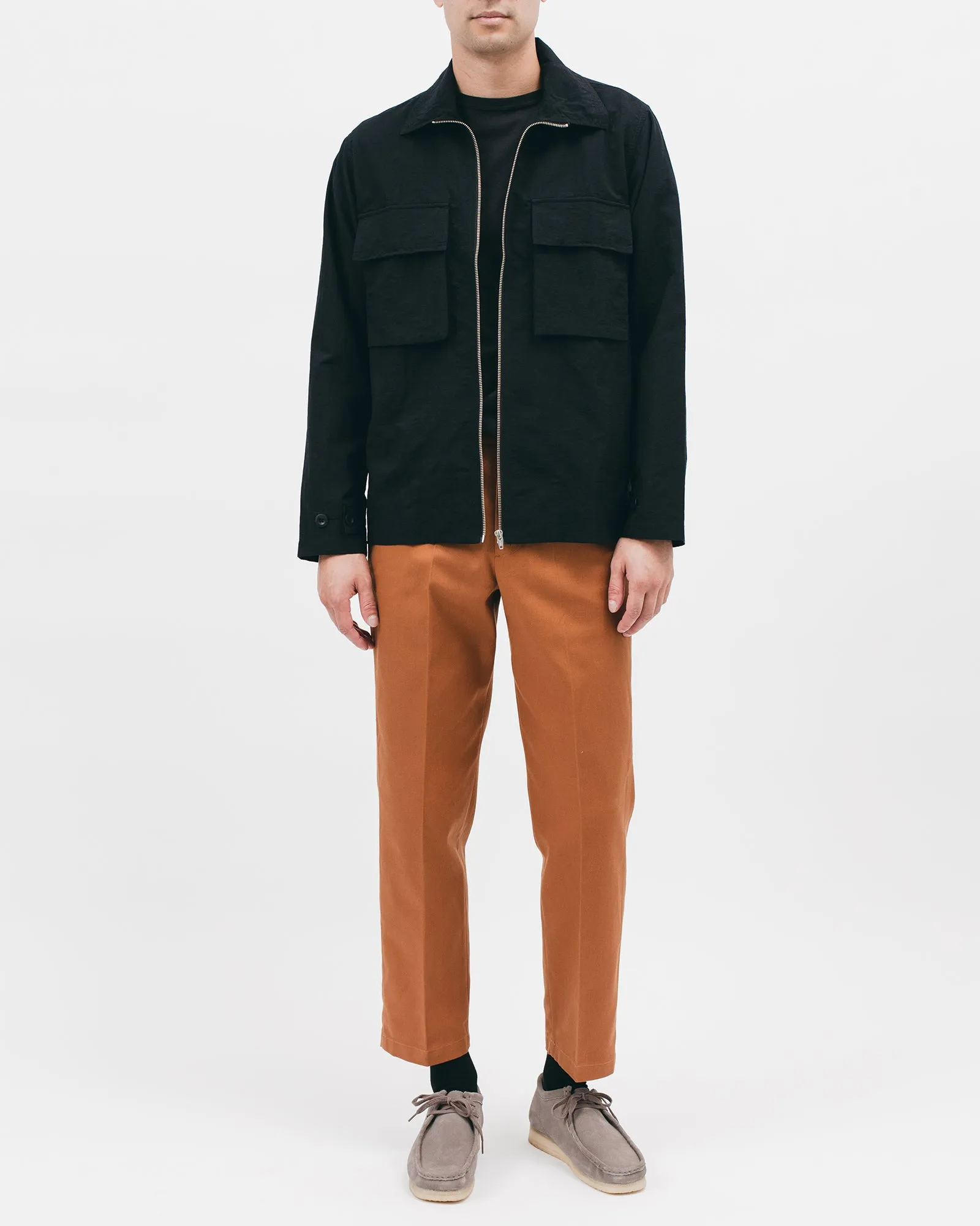 Nylon Poplin LS Shirt - Black