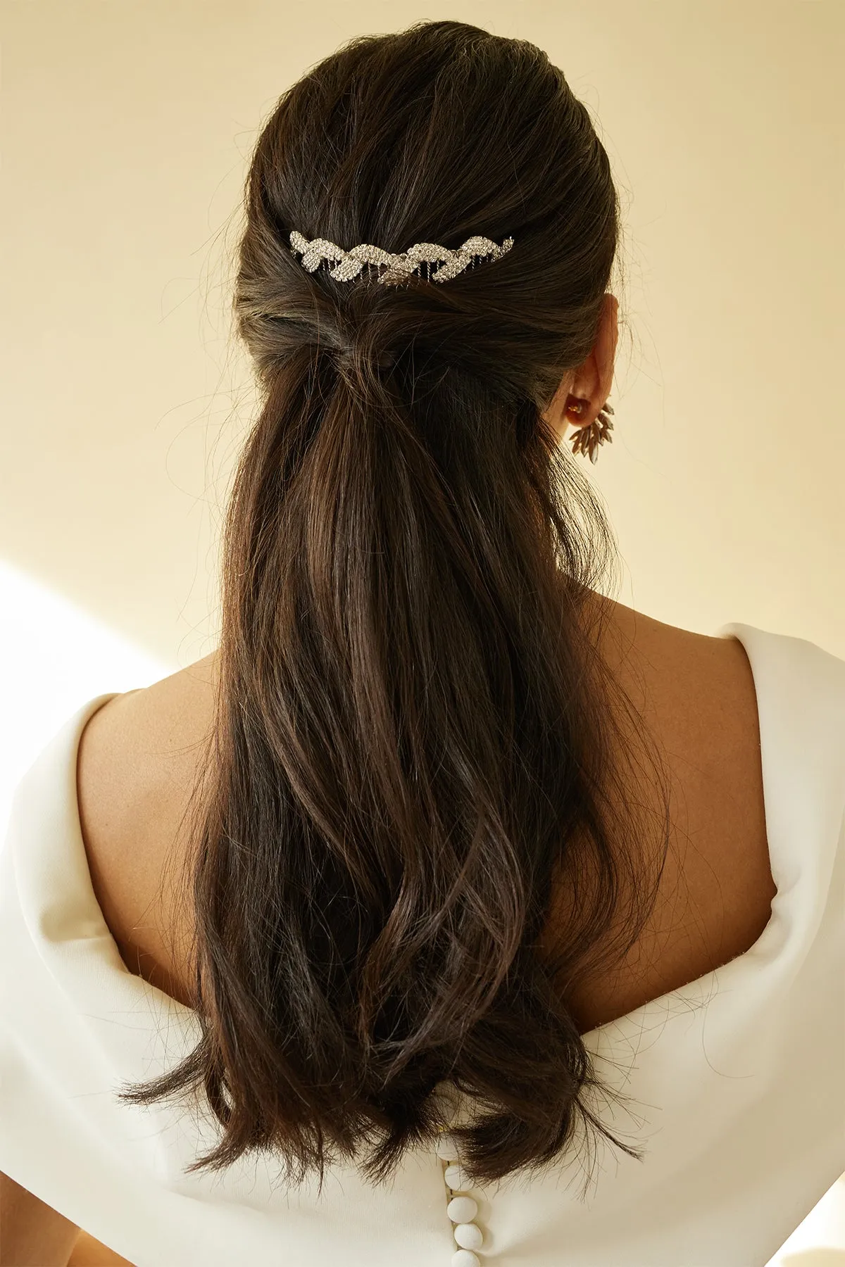 Olive Crystal Comb