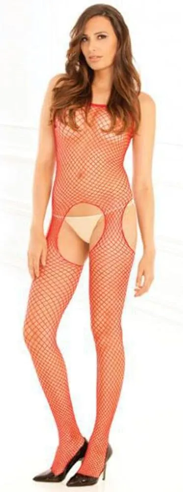 Red Industrial  Fishnet Bodystocking